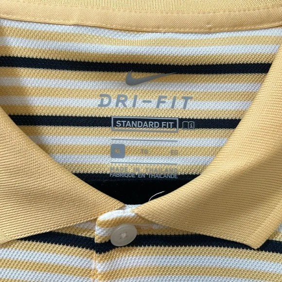 NIKE MENS POLO SHIRT DRY FIT SHORT SLEVEE GOLD STRIPED BLACK SZ XL NEW - Picture 6 of 11